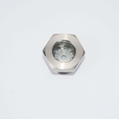 Vidrio de visión hermético de acabado pulido con conexión roscada y material de sellado de PTFE especialmente diseñado