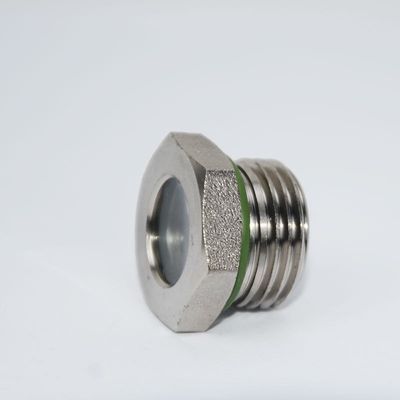 Vidrio de visión hermético de acabado pulido con conexión roscada y material de sellado de PTFE especialmente diseñado