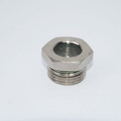 Vidrio de visión hermético de acabado pulido con conexión roscada y material de sellado de PTFE especialmente diseñado