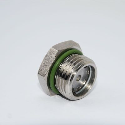Vidrio de visión hermético de acabado pulido con conexión roscada y material de sellado de PTFE especialmente diseñado